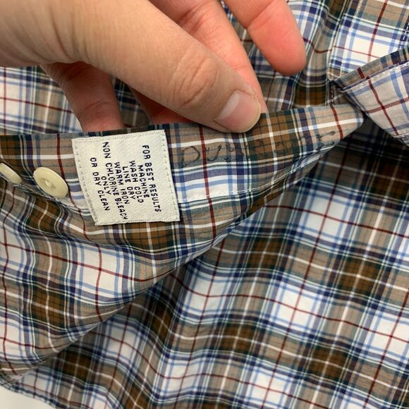 Peter Millar Plaid Shirt Men XL Extra Large Crown Vintage Button Down Blue/Brown - Picture 5 of 13